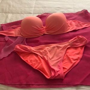 Ombré pink and orange Bikini with wrap
